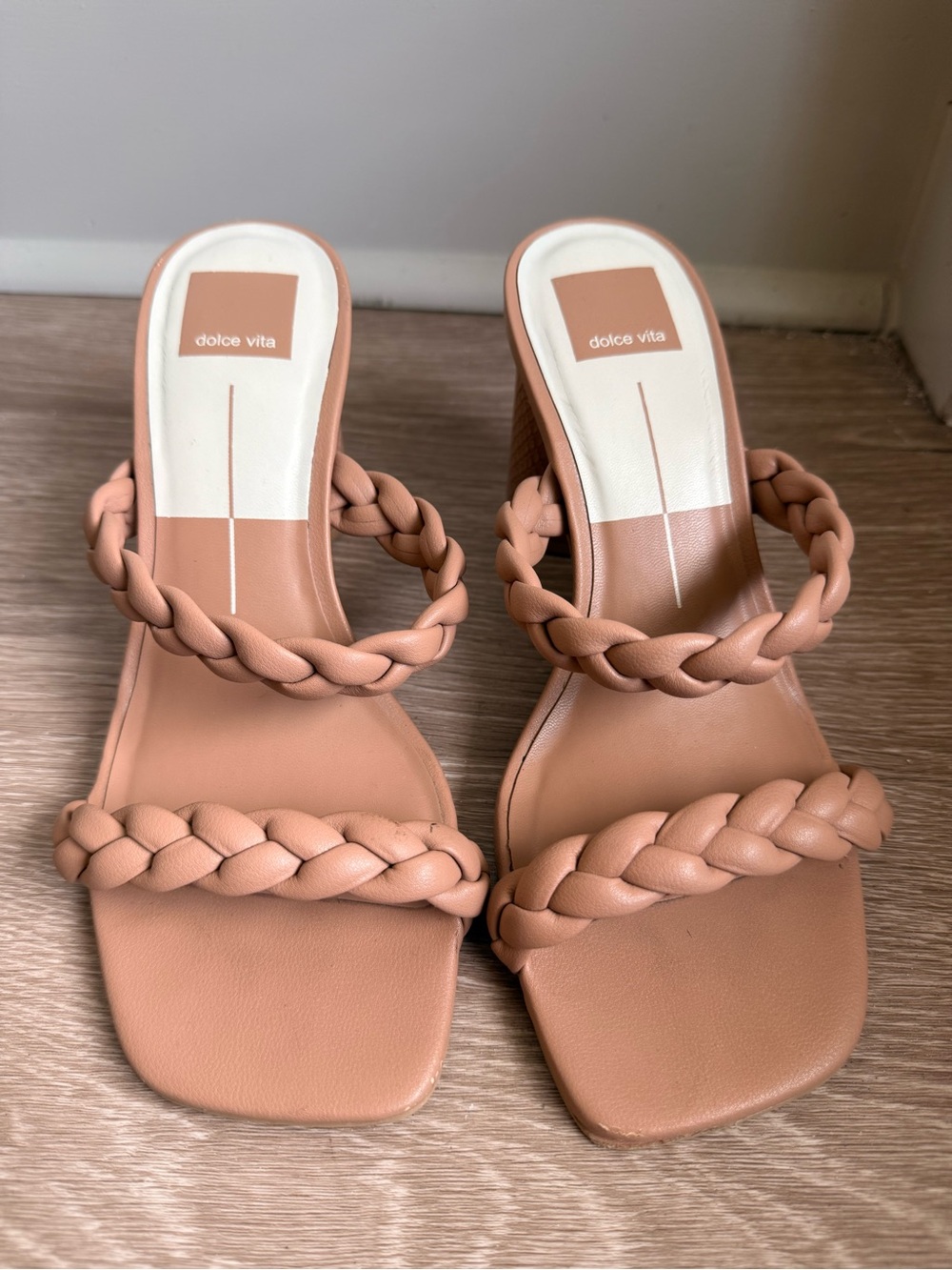 Dolce Vita Blush Tan Braided Strap Heeled Sandals